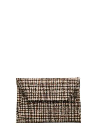 Brunello Cucinelli Duo Check Alpaca-Wool Clutch Bag | Thumbnail 1 Brunello Cucinelli Duo Check Alpaca-Wool Clutch Bag | Thumbnail 1