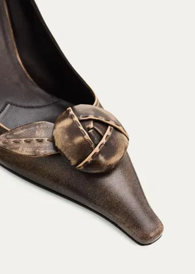 Prada 95mm Rosette Distressed Leather Pumps | Thumbnail 5 Prada 95mm Rosette Distressed Leather Pumps | Thumbnail 5