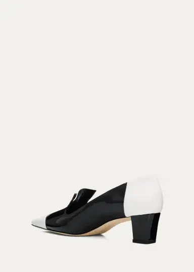 Manolo Blahnik 50mm Polastron Bicolor Patent Leather Loafer Pumps | Thumbnail 2