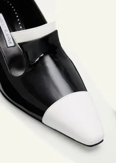 Manolo Blahnik 50mm Polastron Bicolor Patent Leather Loafer Pumps | Thumbnail 3