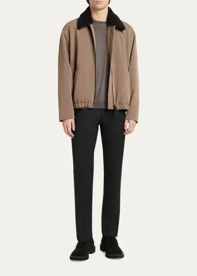 Giorgio Armani Men's Wool Faux Shearling-Collar Blouson | Thumbnail 2 Giorgio Armani Men's Wool Faux Shearling-Collar Blouson | Thumbnail 2