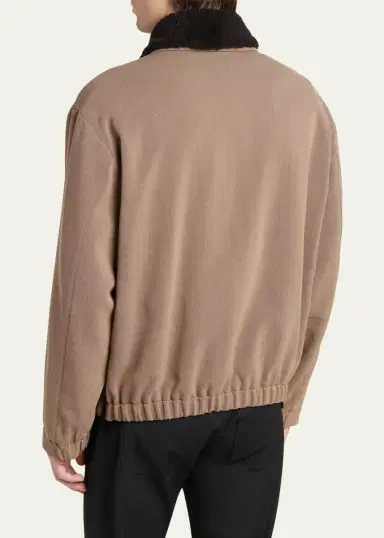 Giorgio Armani Men's Wool Faux Shearling-Collar Blouson | Thumbnail 3 Giorgio Armani Men's Wool Faux Shearling-Collar Blouson | Thumbnail 3