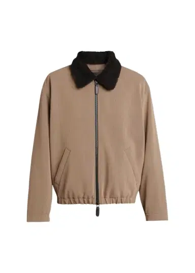 Giorgio Armani Men's Wool Faux Shearling-Collar Blouson | Thumbnail 1 Giorgio Armani Men's Wool Faux Shearling-Collar Blouson | Thumbnail 1