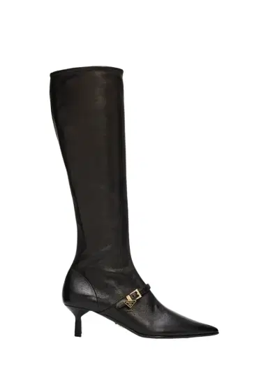 Prada 55mm Leather Knee-High Buckle Boots | Thumbnail 1 Prada 55mm Leather Knee-High Buckle Boots | Thumbnail 1