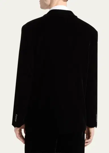 Giorgio Armani Men's Double-Breasted Velvet Blazer | Thumbnail 3 Giorgio Armani Men's Double-Breasted Velvet Blazer | Thumbnail 3