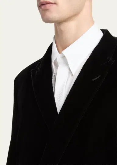 Giorgio Armani Men's Double-Breasted Velvet Blazer | Thumbnail 5 Giorgio Armani Men's Double-Breasted Velvet Blazer | Thumbnail 5