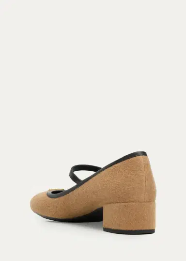 Prada Triangle Logo Wool Mary Jane Ballerina Flats | Thumbnail 4 Prada Triangle Logo Wool Mary Jane Ballerina Flats | Thumbnail 4