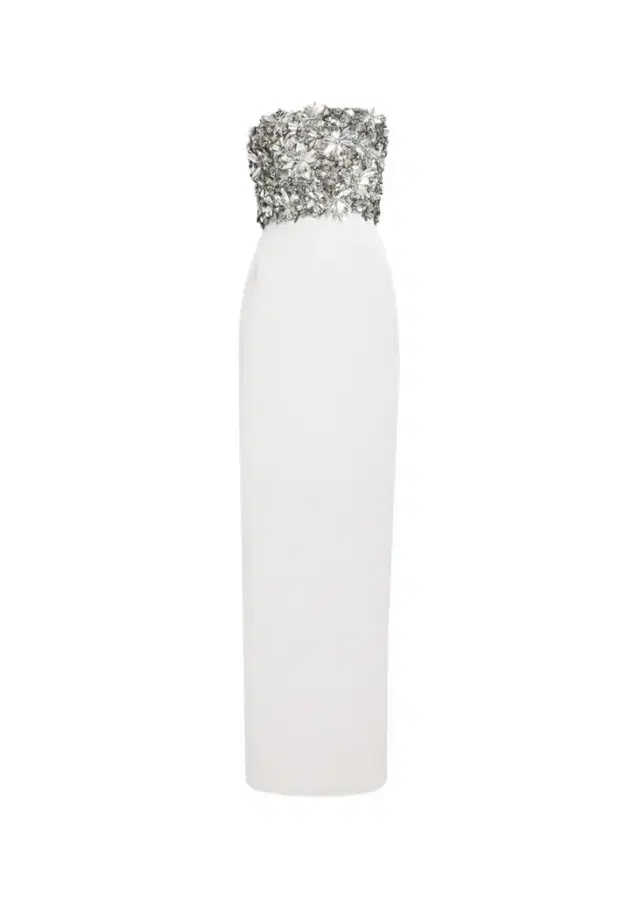 Atelier Prabal Gurung Strapless Floral Embellished Silk Column Gown