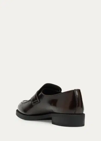 Prada Triangle Logo Spazzolato Leather Loafers | Thumbnail 4 Prada Triangle Logo Spazzolato Leather Loafers | Thumbnail 4