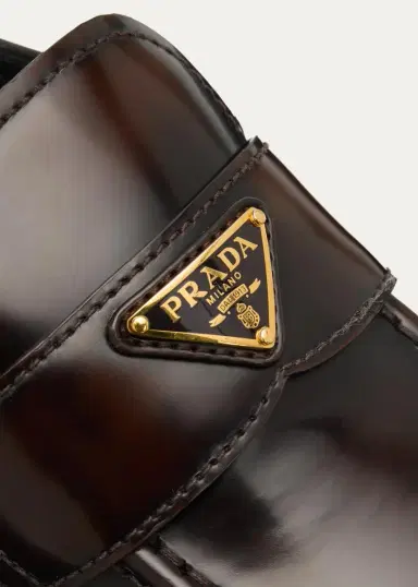 Prada Triangle Logo Spazzolato Leather Loafers | Thumbnail 5 Prada Triangle Logo Spazzolato Leather Loafers | Thumbnail 5
