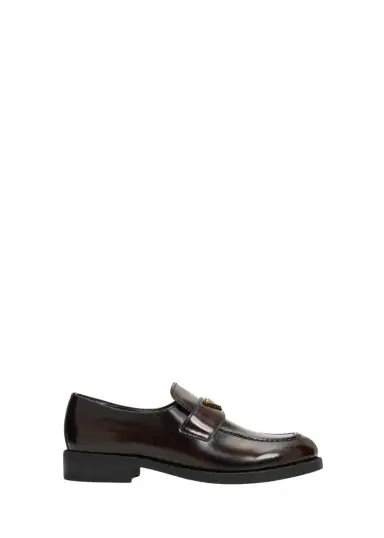Prada Triangle Logo Spazzolato Leather Loafers | Thumbnail 1 Prada Triangle Logo Spazzolato Leather Loafers | Thumbnail 1