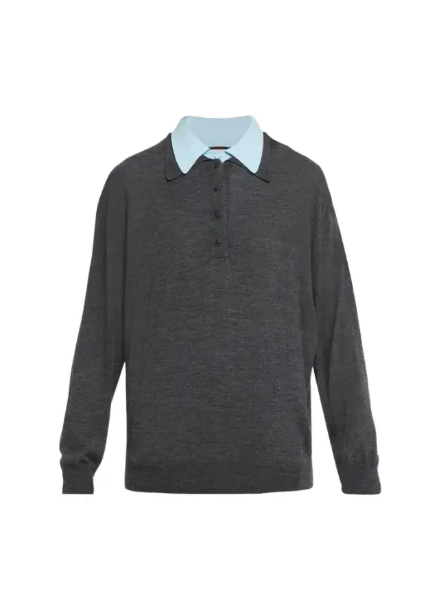 Plan C Wool-Cashmere Double Collar Polo Shirt