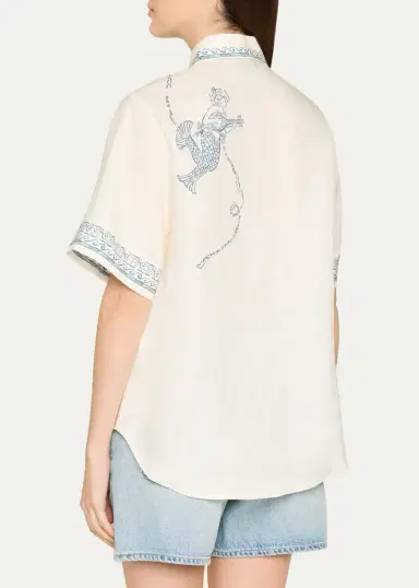 ALÉMAIS Lucky Short-Sleeve Linen Shirt | Thumbnail 3 ALÉMAIS Lucky Short-Sleeve Linen Shirt | Thumbnail 3