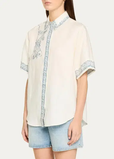 ALÉMAIS Lucky Short-Sleeve Linen Shirt | Thumbnail 4 ALÉMAIS Lucky Short-Sleeve Linen Shirt | Thumbnail 4