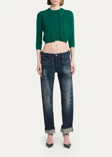 Tom Ford Vintage Washed Cashmere Short-Sleeve Crop Sweater | Thumbnail 2 Tom Ford Vintage Washed Cashmere Short-Sleeve Crop Sweater | Thumbnail 2
