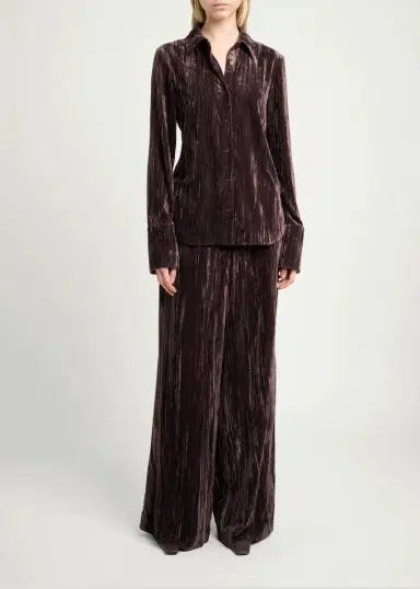 Proenza Schouler Meadow Crushed-Velvet Straight-Leg Pants | Thumbnail 2 Proenza Schouler Meadow Crushed-Velvet Straight-Leg Pants | Thumbnail 2