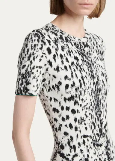 Tom Ford Lynx Jacquard Compact Knit Short-Sleeve Midi Dress | Thumbnail 5