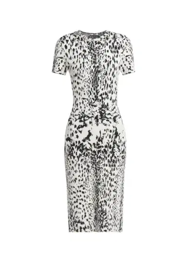 Tom Ford Lynx Jacquard Compact Knit Short-Sleeve Midi Dress | Thumbnail 1