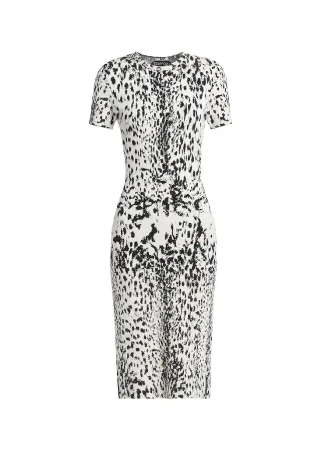 Tom Ford Lynx Jacquard Compact Knit Short-Sleeve Midi Dress