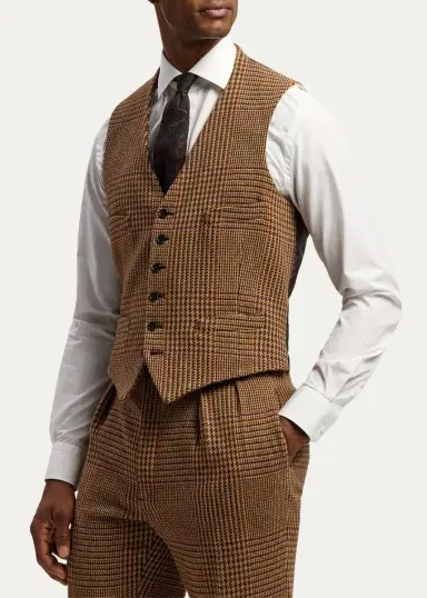 Ralph Lauren Purple Label Men's Hand-Tailored Plaid Wool-Cashmere Vest | Thumbnail 4 Ralph Lauren Purple Label Men's Hand-Tailored Plaid Wool-Cashmere Vest | Thumbnail 4