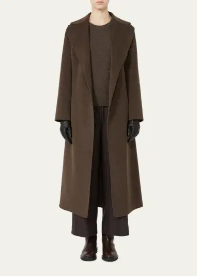Max Mara Brushed Wool Belted Wrap Coat | Thumbnail 4