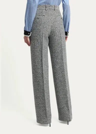 Tom Ford Sequined Broken Chevron Tweed Wide-Leg Tailored Pants | Thumbnail 3