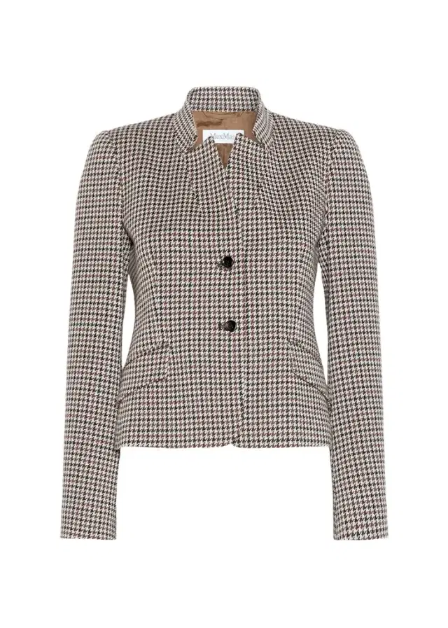 Max Mara Houndstooth Wool Single-Breasted Jacket