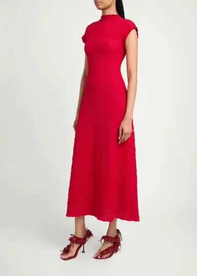 Proenza Schouler Cleo Stretch Jersey Jacquard A-Line Midi Dress | Thumbnail 4 Proenza Schouler Cleo Stretch Jersey Jacquard A-Line Midi Dress | Thumbnail 4