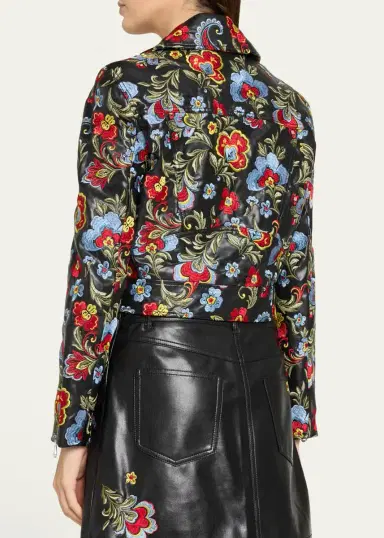 Cinq à Sept Genevive Floral-Embroidered Biker Jacket | Thumbnail 3