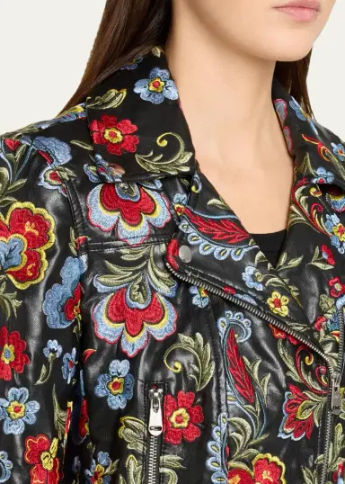 Cinq à Sept Genevive Floral-Embroidered Biker Jacket | Thumbnail 5