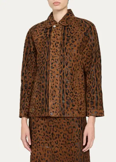 Kobi Halperin Lana Beaded Animal-Print Suede Jacket | Thumbnail 4 Kobi Halperin Lana Beaded Animal-Print Suede Jacket | Thumbnail 4