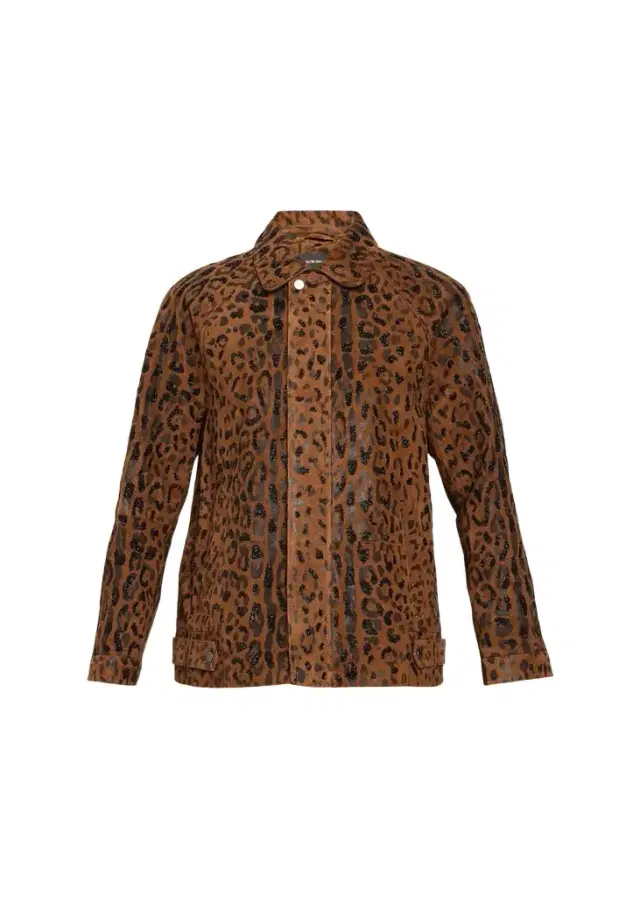 Kobi Halperin Lana Beaded Animal-Print Suede Jacket