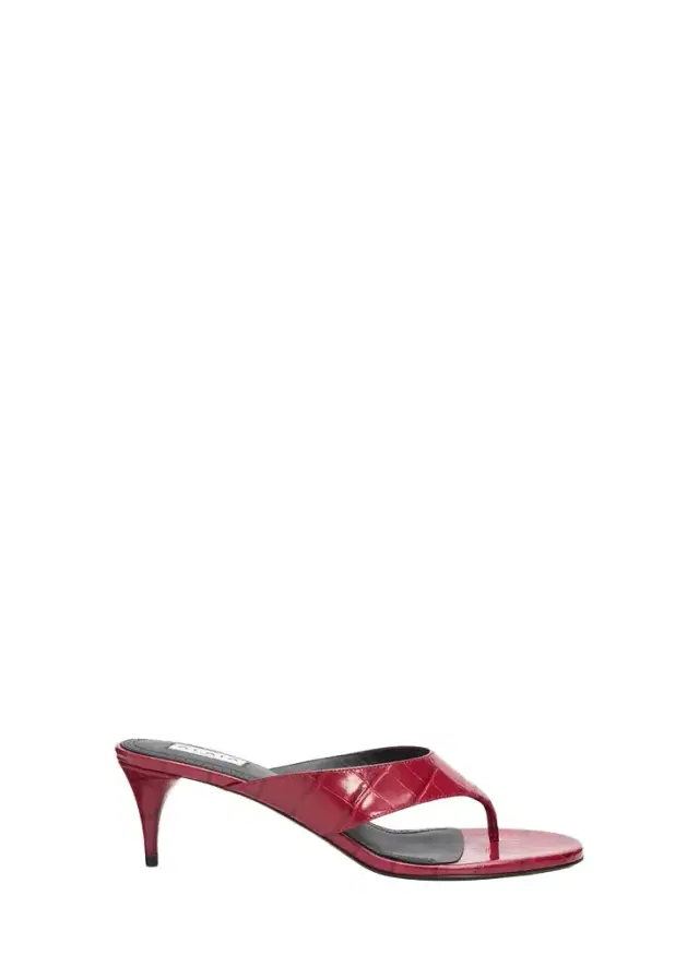 Alaïa 55mm Infradito Croc-Embossed Leather Thong Sandals