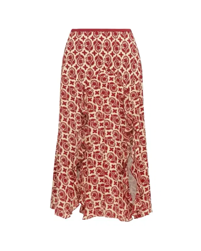 Heavenly Floral-Print Ruffle Midi Skirt