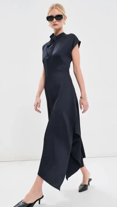 Victoria Beckham High Neck Draped Midi Dress | Thumbnail 5 Victoria Beckham High Neck Draped Midi Dress | Thumbnail 5
