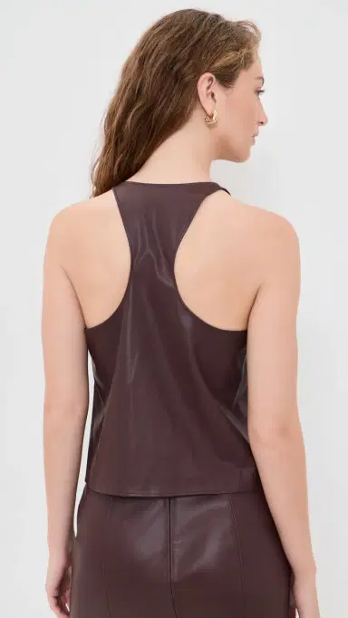 L'Agence Faux Leather Tullia Racerback Tank | Thumbnail 3