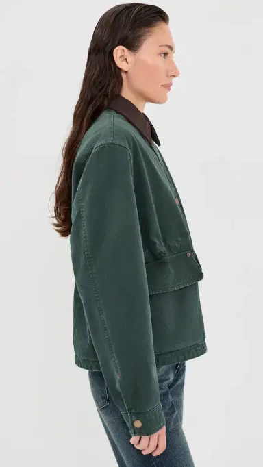 Acne Studios Canvas Jacket with Leather Collar | Thumbnail 4