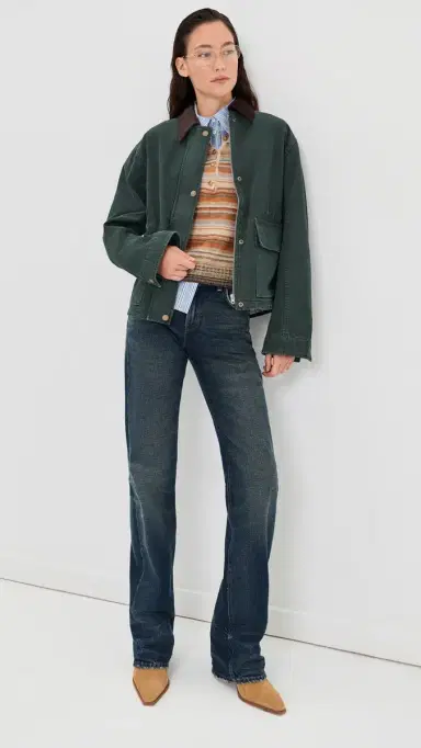 Acne Studios Canvas Jacket with Leather Collar | Thumbnail 5