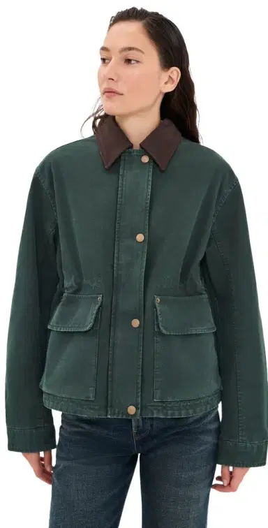 Acne Studios Canvas Jacket with Leather Collar | Thumbnail 1