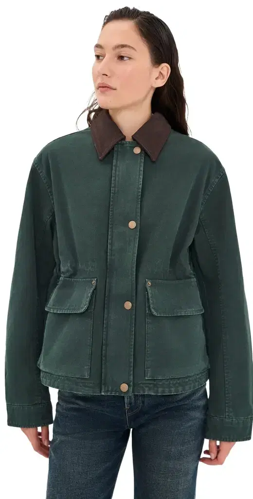 Acne Studios Canvas Jacket with Leather Collar