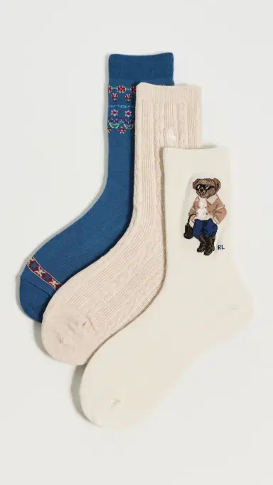 Polo Ralph Lauren Winter Bear Socks 3-Pack | Thumbnail 2 Polo Ralph Lauren Winter Bear Socks 3-Pack | Thumbnail 2