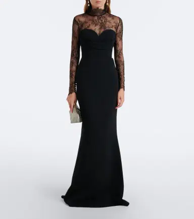 Elie Saab Lace-trimmed cady gown | Thumbnail 5 Elie Saab Lace-trimmed cady gown | Thumbnail 5