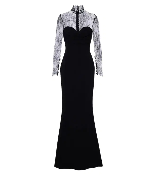Elie Saab Lace-trimmed cady gown
