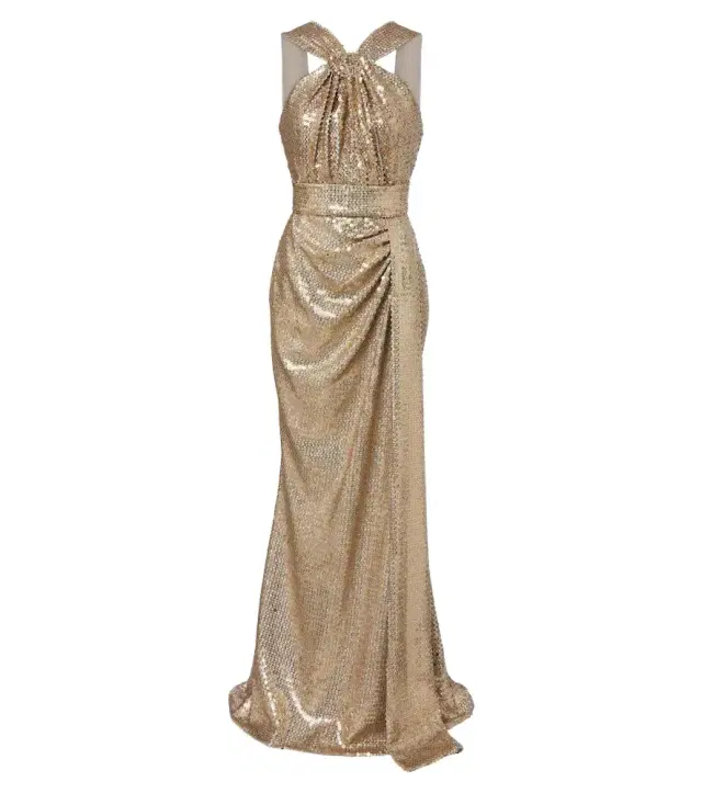 Elie Saab Draped sequined halterneck gown