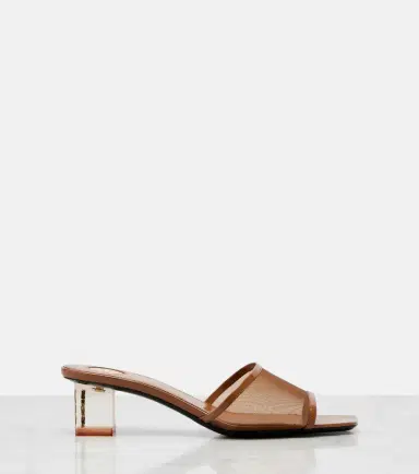 Saint Laurent Sip leather-trimmed mesh mules | Thumbnail 2 Saint Laurent Sip leather-trimmed mesh mules | Thumbnail 2