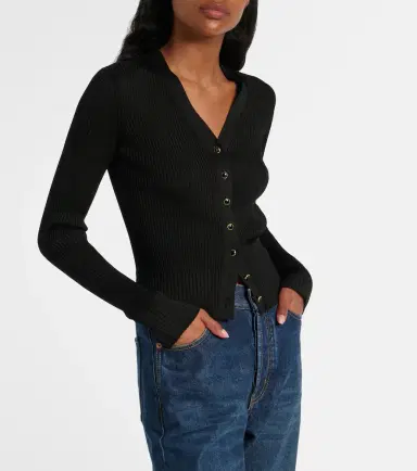 Saint Laurent Ribbed-knit wool, cashmere, silk cardigan | Thumbnail 4 Saint Laurent Ribbed-knit wool, cashmere, silk cardigan | Thumbnail 4