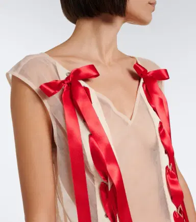 Simone Rocha Unraveling bow-detail sheer top | Thumbnail 2