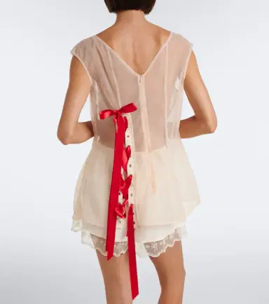 Simone Rocha Unraveling bow-detail sheer top | Thumbnail 4