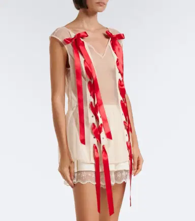 Simone Rocha Unraveling bow-detail sheer top | Thumbnail 6
