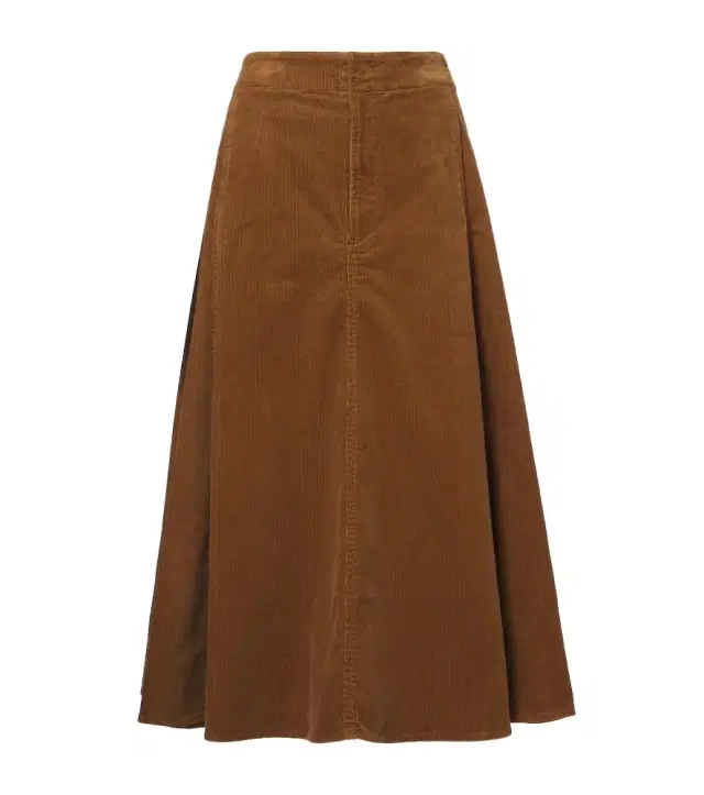 Cotton corduroy midi skirt